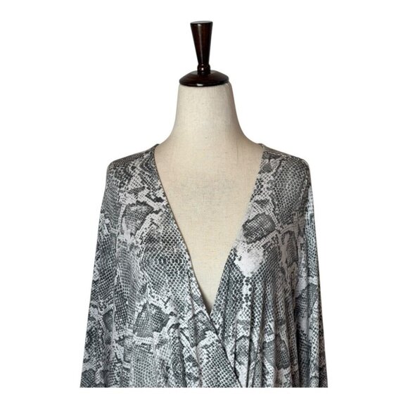 Haute Hippie Dress Women 3X Gray Snakeskin Jersey Tribe Maya V Neck Maxi Jungle - Picture 3 of 11